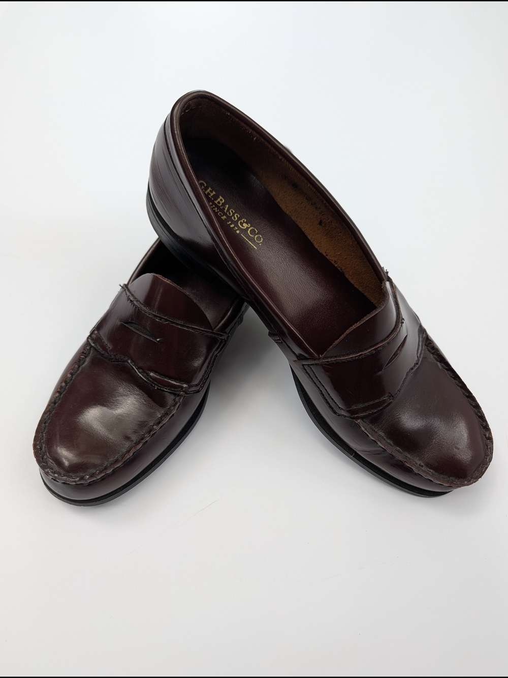 G.H. Bass & Co. Woman’s Penny Loafers in Burgundy/Brown Sz 38 7.5
